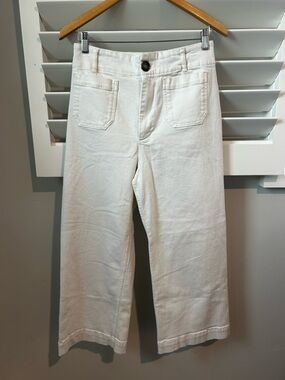 Anthropologie MAEVE The Colette Wide-Leg Crop Jeans White Denim Women's size 30